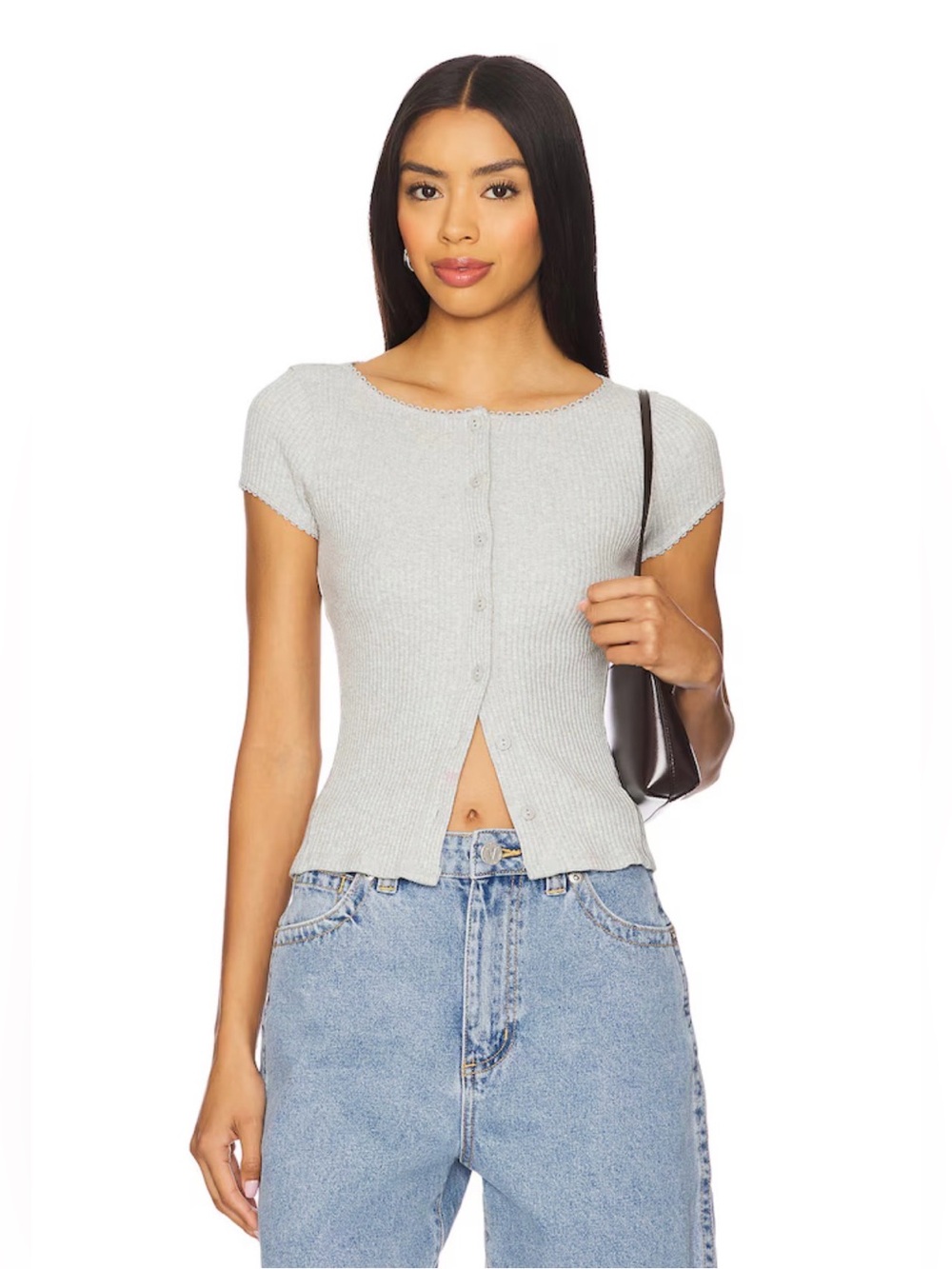 BNWOT FREE PEOPLE Most Wanted Cardi GREY HEATHER BUTTON TOP CARDIGAN SIZE M,$38!